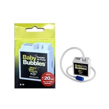 Marine Metal B-18 Baby Bubbles Portable Live Bait Aerator, Water Resistant Air Pump, Compact & Batte...