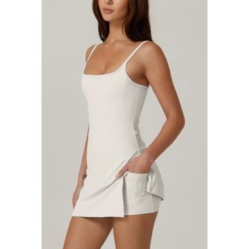 Stylish QINSEN Tennis Dress with Built-in Shorts and Pockets