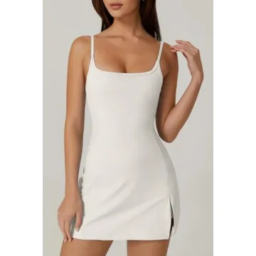 Stylish QINSEN Tennis Dress with Built-in Shorts and Pockets