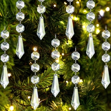 Jishi 30pk Crystal Ornaments for Christmas Tree Decorations, Acrylic Hanging Crystals for Centerpiec...
