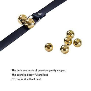 CATHYLIFE Leather Dog Doorbells for Door Knob/Potty Training/Go Outside, Length Adjustment Copper Dog Bell, Housetraining Hanging Bell, Black Leather Golden Bells.