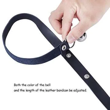 CATHYLIFE Leather Dog Doorbells for Door Knob/Potty Training/Go Outside, Length Adjustment Copper Dog Bell, Housetraining Hanging Bell, Black Leather Golden Bells.