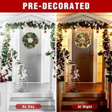 Pre-Lit 18 Inch Christmas Wreath with LED Lights