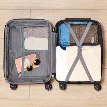 Amazon Basics 26-Inch Hardside Checked Luggage, Hardshell Suitcase With Wheels, Expandable For Up to 15% More Space, With Scratch-Resistant Surface, Four Multi-directional Wheels, Orange