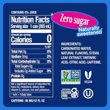 Zevia Zero Sugar Soda, Cherry Cola, 12 oz Cans (24-Pack) – Naturally Sweetened, Zero Calorie Sugar...
