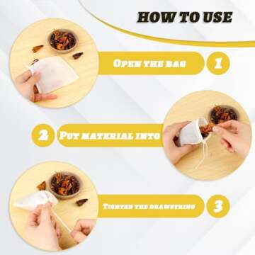 Spice Bags for Cooking, 30PCS Muslin Drawstring Soap Bags Reusable Empty Tea Bags for Loose Tea Sach...