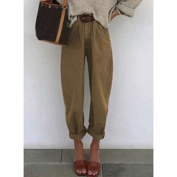 Astylish Women Jeans High Waist Casual Loose Boyfriend Cropped Mom Denim Pants Brown Size 10