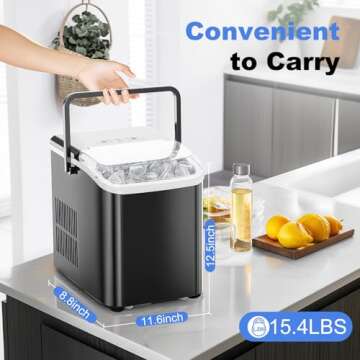 NUTSTIFF Ice Maker, Ice Makers Countertop with Handle, Portable Ice Machine, 9 Bullet Ice Cubes in 6...