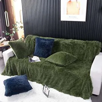YUSOKI Faux Fur King Blanket(Olive Green,90" x 104"),Whithout Pillows,Winter Lightweight Plush Fuzzy Soft Cozy Microfiber Comfy Bed Blanket for Women Kids Girls Couch Sofa Washable