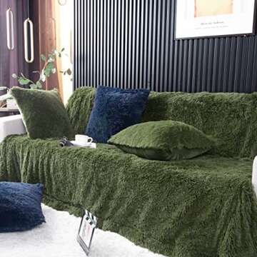 YUSOKI Faux Fur King Blanket(Olive Green,90" x 104"),Whithout Pillows,Winter Lightweight Plush Fuzzy Soft Cozy Microfiber Comfy Bed Blanket for Women Kids Girls Couch Sofa Washable