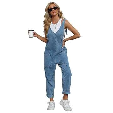 MAOECO High Roller Denim Overalls for Women Casual Sleeveless Loose Baggy Jumpsuits Jeans Pants Ones...