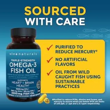 Triple Strength Omega 3 Fish Oil Supplement - 2200mg per Serving, Fatty Acid Supplements with EPA DHA & Omega3 - Re-Esterified Triglyceride for Increased Absorption - 180 Count
