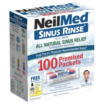 NeilMed Sinus Rinse 100 Count - All Natural Relief for Nasal Allergies & Congestion