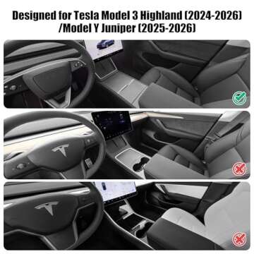 POKUNG Center Console Leather Armrest Cover for 2024-2026 Tesla Model 3 Highland/Y Juniper