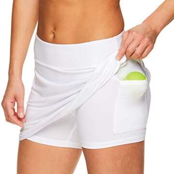 HEAD Women's Athletic Tennis Skirt with Ball Pocket - Workout Golf Exercise & Running Skort - Vigor Stark White, Large