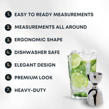 BARIANTTE Silver Bell Jigger for Bartending, Premium Cocktail Jigger 2 oz 1 oz, Shot Measure Jigger,...