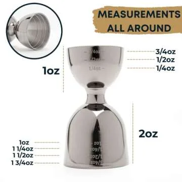 BARIANTTE Silver Bell Jigger for Bartending, Premium Cocktail Jigger 2 oz 1 oz, Shot Measure Jigger, Durable Double Jigger with Measurements Inside - Cocktail Measuring Cup, Mirror Finish Bar Jigger