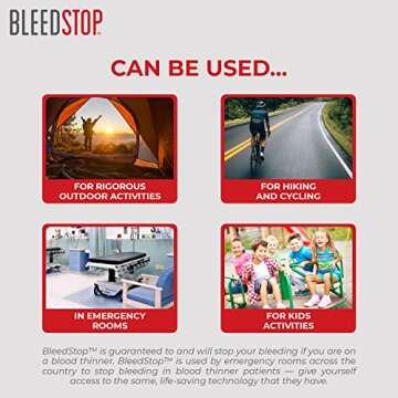 BleedStop™ First Aid Powder for Blood Clotting, Trauma Kit, Blood Thinner Patients, Camping Safety, and Survival Equipment for Moderate to Severe Bleeding Wounds or Nosebleeds - 4 (15g) Pouches