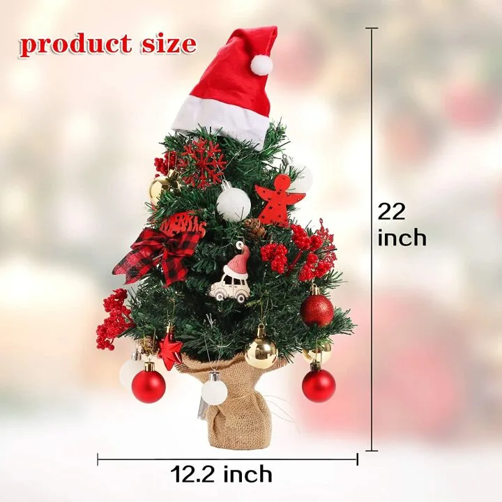 22 Inch Mini Christmas Tree with Lights & Ornaments