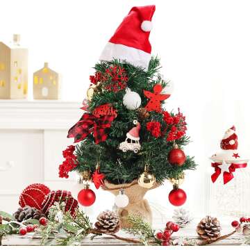 22 Inch Mini Christmas Tree with Lights & Ornaments
