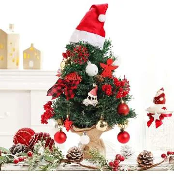 22 Inch Mini Christmas Tree with Lights & Ornaments