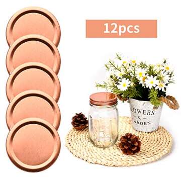 12PCS Mason Jar Lids for 70mm Regular Mouth, Leak Proof and Secure, BPA-Free Reusable Jars Lids Rose Gold for Mason Cup/Canning Jars with Anti-Scratch Resistant Surface