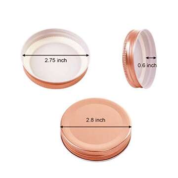 12PCS Mason Jar Lids for 70mm Regular Mouth, Leak Proof and Secure, BPA-Free Reusable Jars Lids Rose Gold for Mason Cup/Canning Jars with Anti-Scratch Resistant Surface