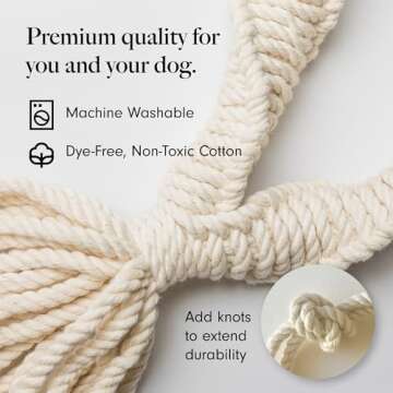 LAY LO Natural, Non-Toxic Cotton Rope Toys for Small and Medium Dogs | 2-Pack | Includes Live Support with Dog Trainer | Durable & Eco-Friendly | Unique Boho Designs with Handle | Puppy Teething Toy