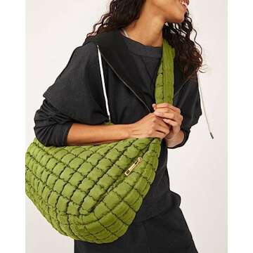 Women's Quilted Puffer Tote Bag Stylish & Lightweight