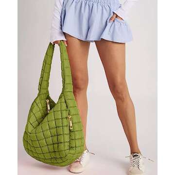 Women's Quilted Puffer Tote Bag Stylish & Lightweight