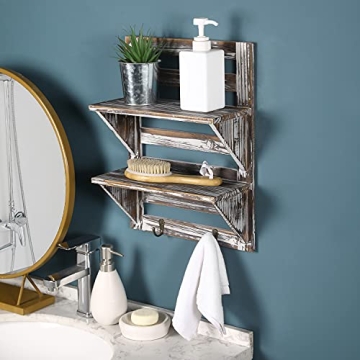 Stylish MyGift Decorative Wall Shelf with Hooks