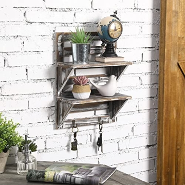 Stylish MyGift Decorative Wall Shelf with Hooks