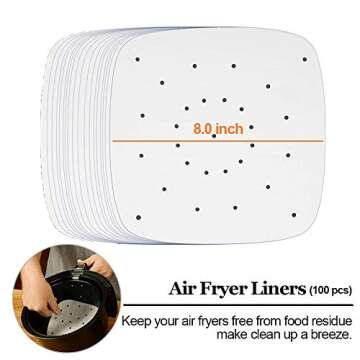 Square Air Fryer Accessories 11 pcs with Recipe Cookbook Compatible for Philips Air Fryer, COSORI and other Square AirFryers and Oven, Deluxe Deep Fryer Accessories Set of 12 (8 inch)