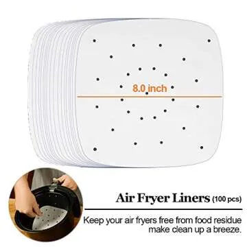 Square Air Fryer Accessories 11 pcs with Recipe Cookbook Compatible for Philips Air Fryer, COSORI and other Square AirFryers and Oven, Deluxe Deep Fryer Accessories Set of 12 (8 inch)