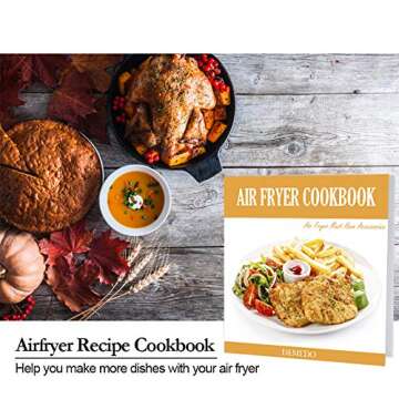 Square Air Fryer Accessories 11 pcs with Recipe Cookbook Compatible for Philips Air Fryer, COSORI and other Square AirFryers and Oven, Deluxe Deep Fryer Accessories Set of 12 (8 inch)