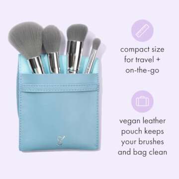Travel-Sized 4-in-1 Makeup Brush Set with Cruelty-Free Fibers