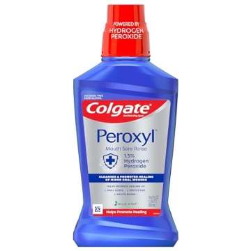 Colgate Peroxyl Antiseptic Mouthwash and Mouth Sore Rinse, 1.5% Hydrogen Peroxide, Mild Mint - 500ml...