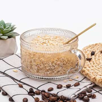 LUECMO Vintage Coffee Tea Cups - Elegant Glass Mugs 14 oz