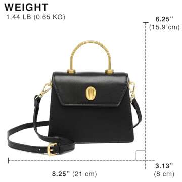 Scarleton Gold Top Handle Satchel Purses for Women, Handbags for Women, Crossbody Bags for Women, Shoulder Bag Purse Mini, H208401 - Black