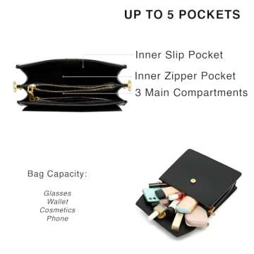 Scarleton Gold Top Handle Satchel Purses for Women, Handbags for Women, Crossbody Bags for Women, Shoulder Bag Purse Mini, H208401 - Black