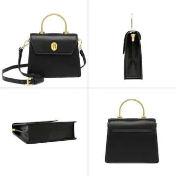 Scarleton Gold Top Handle Satchel Purses for Women, Handbags for Women, Crossbody Bags for Women, Shoulder Bag Purse Mini, H208401 - Black