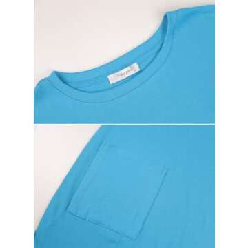 Naggoo Womens Long Sleeve Tunic Tops for Leggings Plus Size Lightweight Casual Top with Pockets Teacher Tee Shirt Blue 2XL