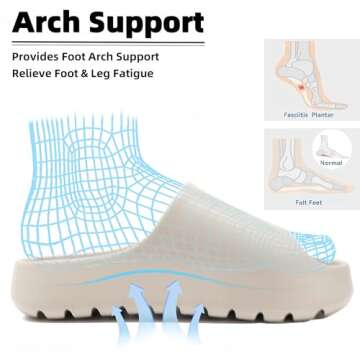 Yueerlu Cloud Slides for Women Men, Recovery Pillow Slides for women,EVA Anti-Slip shower shoes,Thick Sole Open Toe Garden Shoes,men's sandals,mens slippers for Indoor and Outdoor(Beige 44/45)