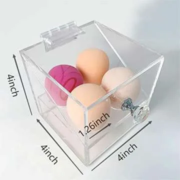Acrylic Beauty Blender Sponge Holder With Dustproof Lid Clear 4 Hole Solution Makeup Sponges Display Stand For Bathroom (Clear-4holes)