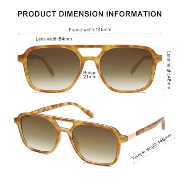 SOJOS Retro Aviator Sunglasses for Women Men,Trendy Rectangle Womens Mens Shades Sun Glasses SJ2202 Yellow Tortoise Frame Grey Lens