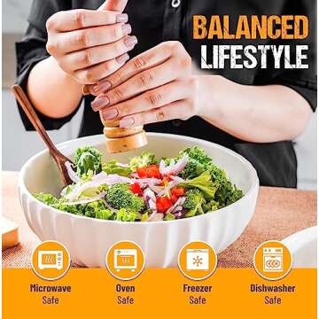 Porzelo White Serving Bowls - Large Ceramic Set for Entertaining