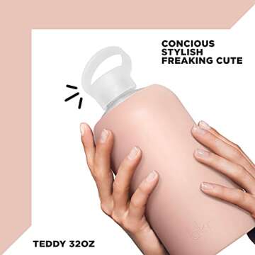 bkr - Big Smooth - Reusable Glass Water Bottle - Leakproof, Durable, Workout & Travel Friendly, Carr...