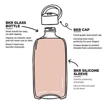 bkr - Big Smooth - Reusable Glass Water Bottle - Leakproof, Durable, Workout & Travel Friendly, Carrying Loop - Dishwasher Safe - Removable Silicone Sleeve - BPA Free - 1L (32 oz) - Teddy