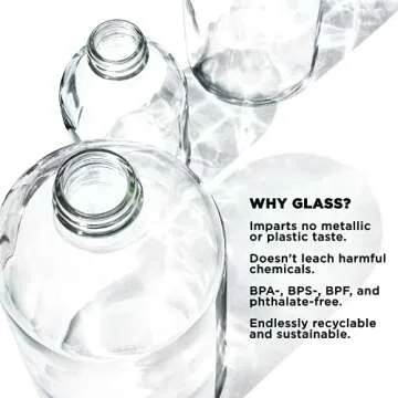 bkr - Big Smooth - Reusable Glass Water Bottle - Leakproof, Durable, Workout & Travel Friendly, Carrying Loop - Dishwasher Safe - Removable Silicone Sleeve - BPA Free - 1L (32 oz) - Teddy