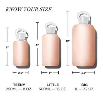 bkr - Big Smooth - Reusable Glass Water Bottle - Leakproof, Durable, Workout & Travel Friendly, Carrying Loop - Dishwasher Safe - Removable Silicone Sleeve - BPA Free - 1L (32 oz) - Teddy
